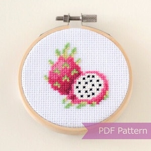 Dragon fruit cross stitch pattern PDF - Dragon fruit embroidery PDF - Instant download - Small