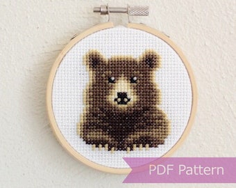 Bear cross stitch pattern PDF - Bear embroidery PDF - Instant download - Small