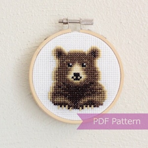 Bear cross stitch pattern PDF - Bear embroidery PDF - Instant download - Small