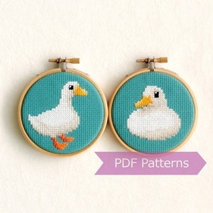 Duck cross stitch pattern PDF bundle - Call duck embroidery patterns - Instant download - Small