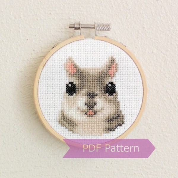 Gray Squirrel cross stitch pattern PDF - Gray squirrel embroidery PDF - Instant download - Small