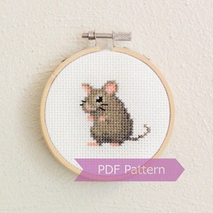 Mouse cross stitch pattern PDF - Mouse embroidery - Instant download - Small