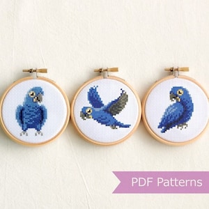 Hyacinth Macaw cross stitch pattern PDF bundle - Hyacinth Macaw embroidery bundle - Instant download - Small