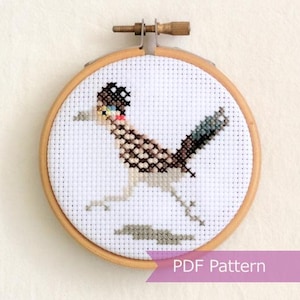 Roadrunner cross stitch PDF - Road runner embroidery - Instant download - Small