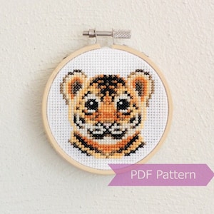 Tiger Cub cross stitch pattern PDF - Tiger Cub embroidery - Instant download - Small