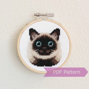 Siamese Cat cross stitch pattern PDF Siamese Cat embroidery Instant download Small image 1