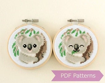 Koala cross stitch pattern PDF bundle - Koala Embroidery - Instant download - Small