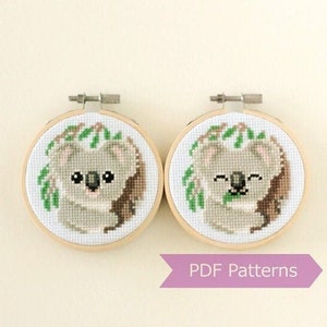 Koala cross stitch pattern PDF bundle - Koala Embroidery - Instant download - Small