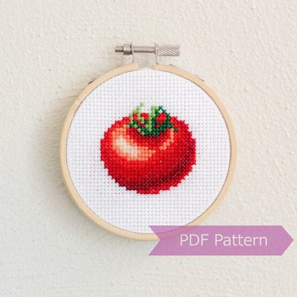 Tomato cross stitch pattern PDF - Tomato Embroidery - Instant download - Small