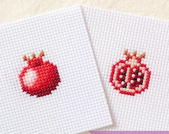 Mini Pomegranate cross stitch pattern PDF bundle - Cut Pomegranate embroidery - Instant download - Tiny