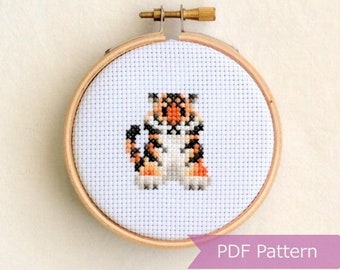 tiny tiger cross stitch pattern PDF - tiger embroidery pattern - Instant download - Tiny