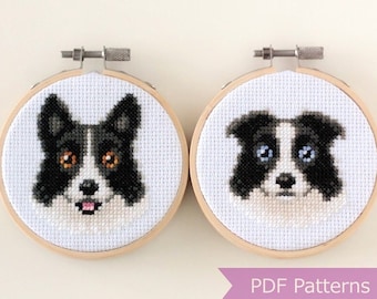 Border Collie cross stitch pattern PDF bundle - Border Collie embroidery PDF bundle - Instant download - Small