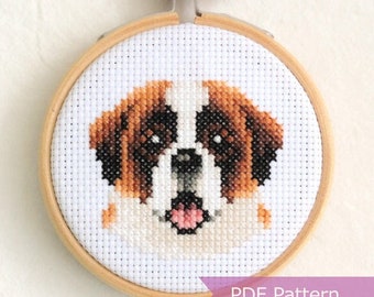 Saint Bernard PDF cross stitch pattern - St Bernard embroidery - Instant download - Small