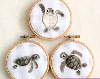 Baby Sea Turtle cross stitch pattern PDF bundle - Baby Sea Turtle embroidery - Instant Download - Small