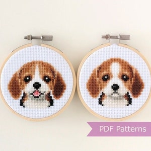 Beagle cross stitch pattern PDF bundle - Beagle + Beagle smiling - Instant download - Small