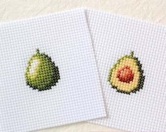 Mini Avocado cross stitch pattern PDF bundle - Cut Avocado embroidery - Instant download - Tiny
