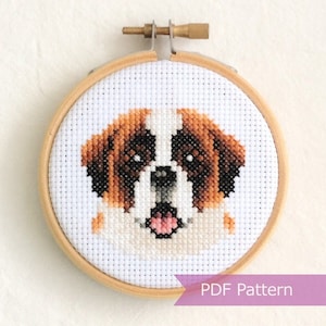 Saint Bernard PDF cross stitch pattern - St Bernard embroidery - Instant download - Small