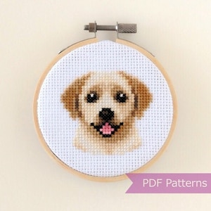 Yellow Labrador cross stitch pattern PDF bundle - Yellow lab + Yellow lab smiling - Instant download - Small