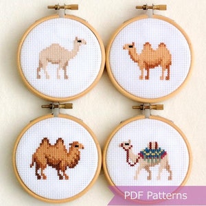 Camel cross stitch pattern PDF bundle - Set of 4 camel patterns - Instant download - Small