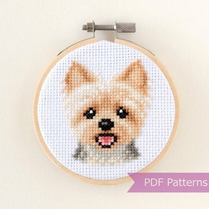 Yorkshire Terrier cross stitch pattern PDF bundle - Yorkshire Terrier + Yorkshire Terrier smiling - Instant download - Small