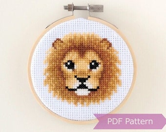 Male Lion cross stitch PDF - Lion embroidery - Instant download - Small