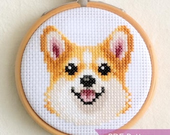 Corgi cross stitch pattern PDF - Fawn coat - Instant download - Small