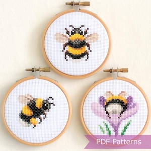 Pacchetto PDF di schemi per punto croce Bumblebee - Schema per ricamo Bumblebee - Download immediato - Piccolo