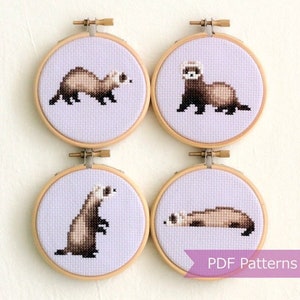 Sable Ferret cross stitch pattern PDF bundle - Sable Ferret embroidery PDF - Instant download - Small