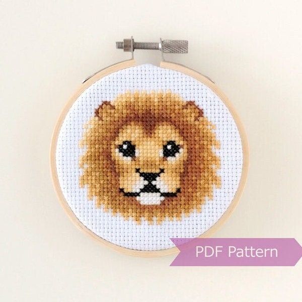Male Lion cross stitch PDF - Lion embroidery - Instant download - Small