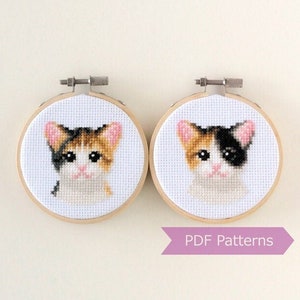Calico Cat bundle cross stitch pattern PDF - Calico Cat embroidery - Instant download - Small