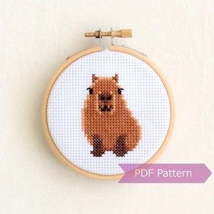 Capybara cross stitch pattern PDF - Capybara embroidery - Instant download - Small