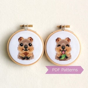 Quokka cross stitch pattern PDF bundle - Quokka + quokka smiling - Instant download - Small