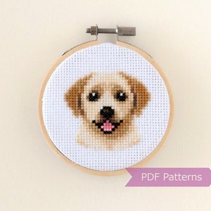 Yellow Labrador cross stitch pattern PDF bundle - Yellow lab + Yellow lab smiling - Instant download - Small