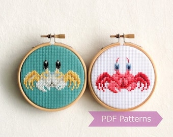 Ghost Crabs cross stitch pattern PDF bundle - Set of 2 ghost crab patterns - Instant download - Small