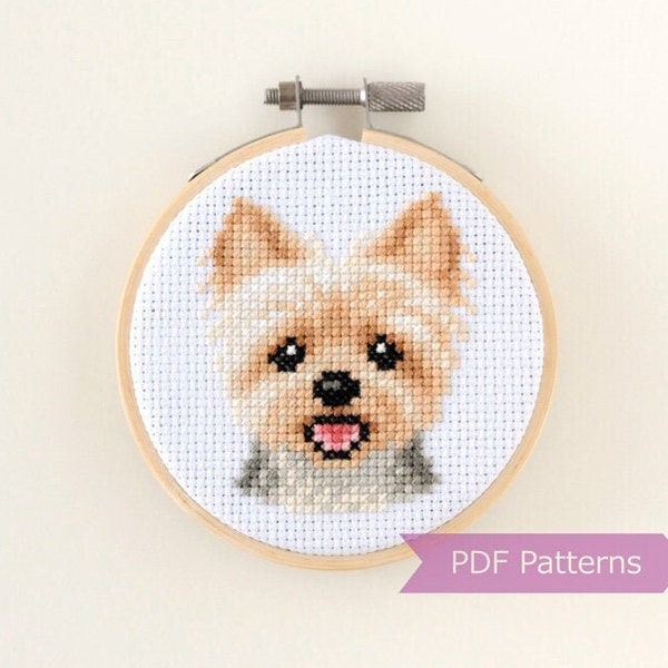 Yorkshire Terrier cross stitch pattern PDF bundle - Yorkshire Terrier + Yorkshire Terrier smiling - Instant download - Small