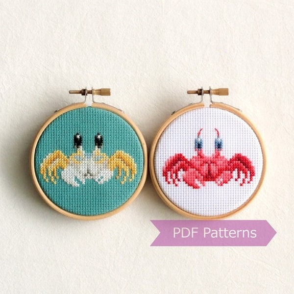 Ghost Crabs cross stitch pattern PDF bundle - Set of 2 ghost crab patterns - Instant download - Small