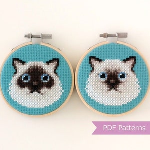 Ragdoll Chocolate Point bundel kruissteekpatroon PDF - Ragdoll Chocolate Point borduurwerk - Direct downloaden - Klein