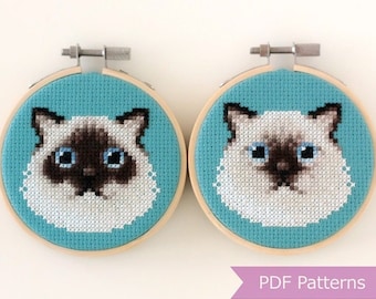 Ragdoll Chocolate Point bundle cross stitch pattern PDF - Ragdoll Chocolate Point embroidery - Instant download - Small