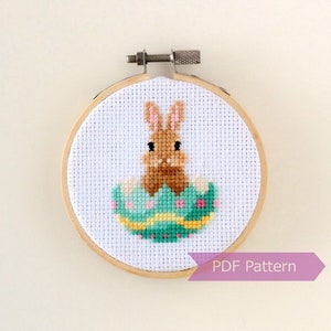 Easter Bunny cross stitch pattern PDF - Easter Bunny embroidery -  Instant download - Small