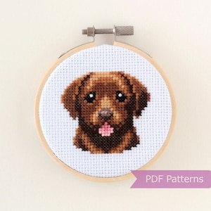 Chocolate Labrador cross stitch pattern PDF bundle - Chocolate lab + Chocolate lab smiling - Instant download - Small