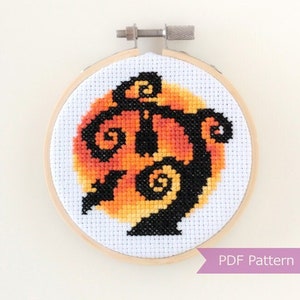 Spooky Night cross stitch PDF - Halloween embroidery - Instant download - Small