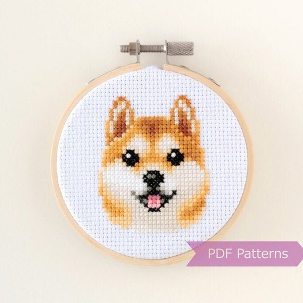 Lot de PDF de motifs de point de croix shiba inu - broderie shiba inu - téléchargement immédiat - petit