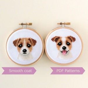 Jack Russell Terrier cross stitch pattern PDF bundle - Jack Russell Terrier rough + smooth coat combo - Instant download - Small
