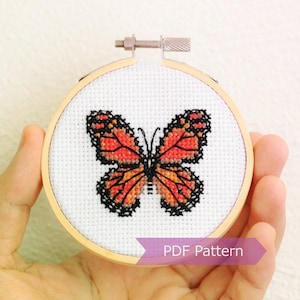 Monarch Butterfly cross stitch pattern PDF - Monarch butterfly embroidery - Instant download - Small