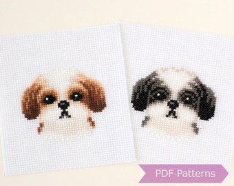 Shih Tzu cross stitch pattern PDF bundle - Shih Tzu Embroidery - Instant download - Small