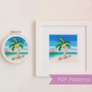 Tropical Island cross stitch pattern PDF - Tropical Island embroidery - Instant download - Small