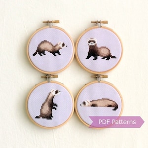 Sable Ferret cross stitch pattern PDF bundle - Sable Ferret embroidery PDF - Instant download - Small