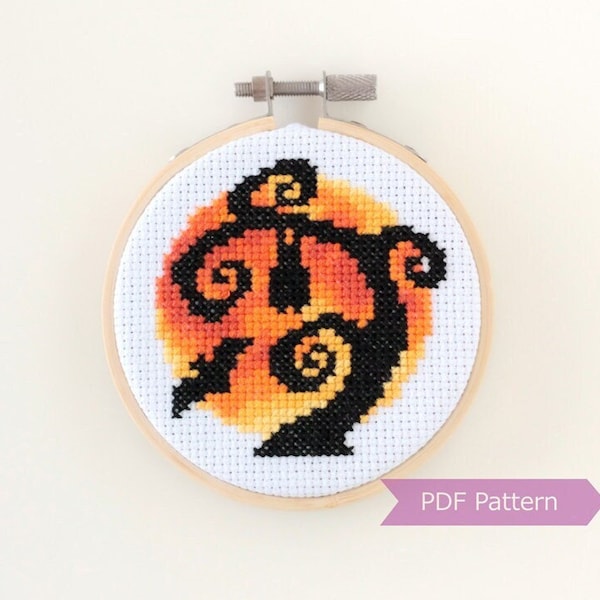 Spooky Night cross stitch PDF - Halloween embroidery - Instant download - Small