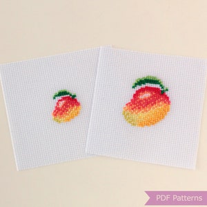 Mango cross stitch pattern PDF - Mango + Tiny Mango embroidery - Instant download -  Small