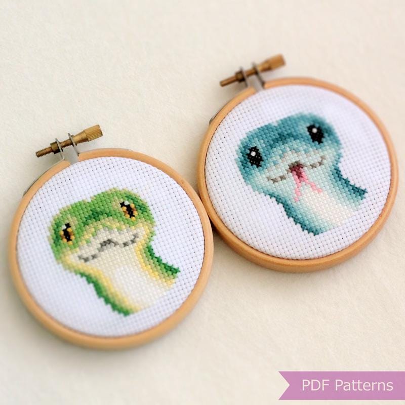 Green Tree Python Cross Stitch Pattern PDF Bundle - Green + Blue Morph ...